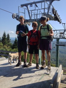 Greg, Aiden and Lisa on top of Mad River Glen