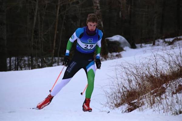 Greg in a tight battle for the win in the men's skate race