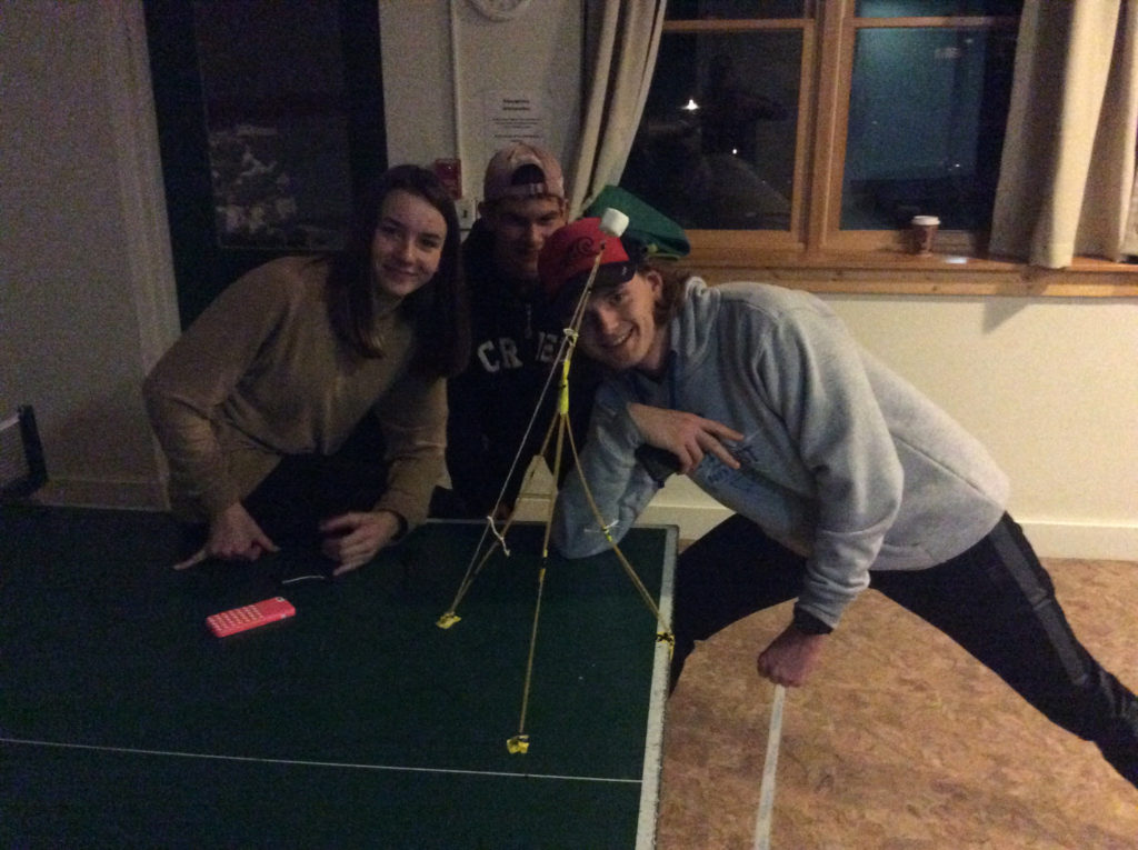 We kicked things off night one with the Marshmallow Challenge. Here's Ali, Cameron, and Ben with their winning tower