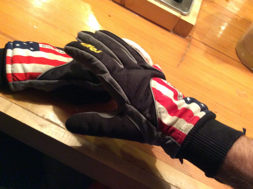 No racing or skiing pictures, so here are the Arcitc gloves on my countertop